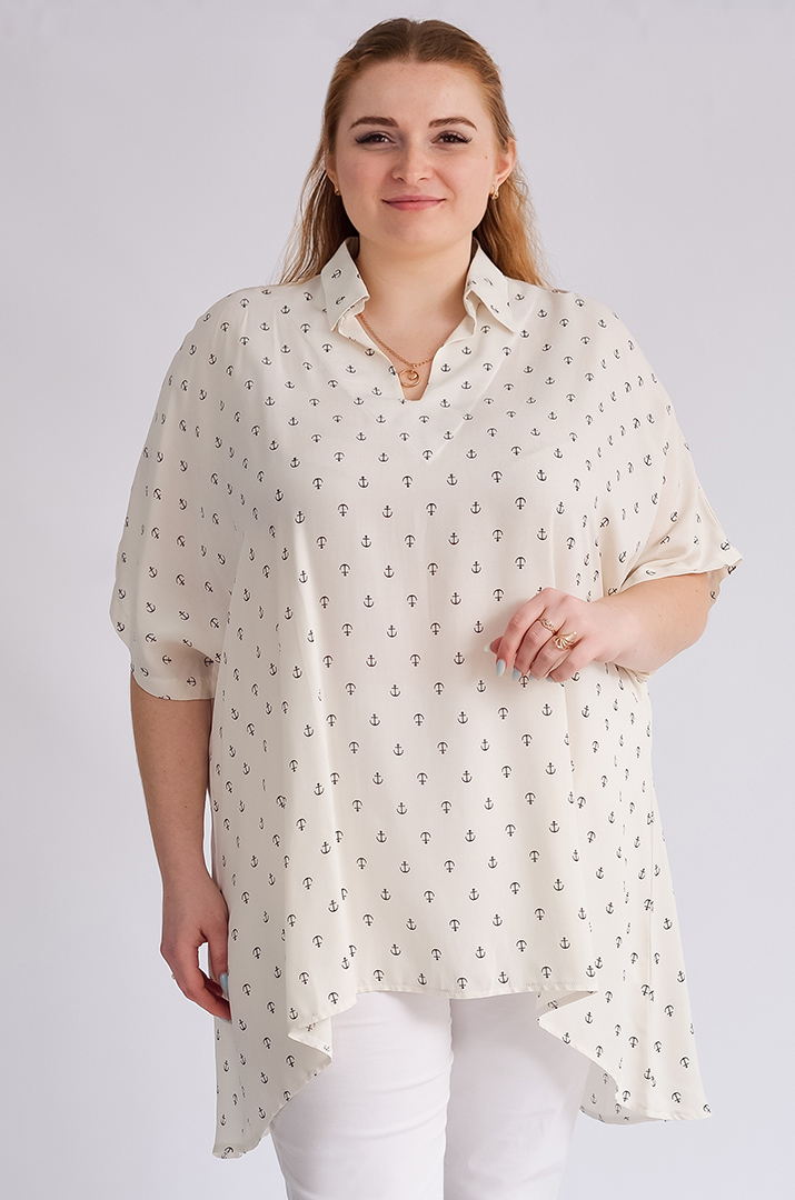 Туника с принтом в виде якорей больших размеров