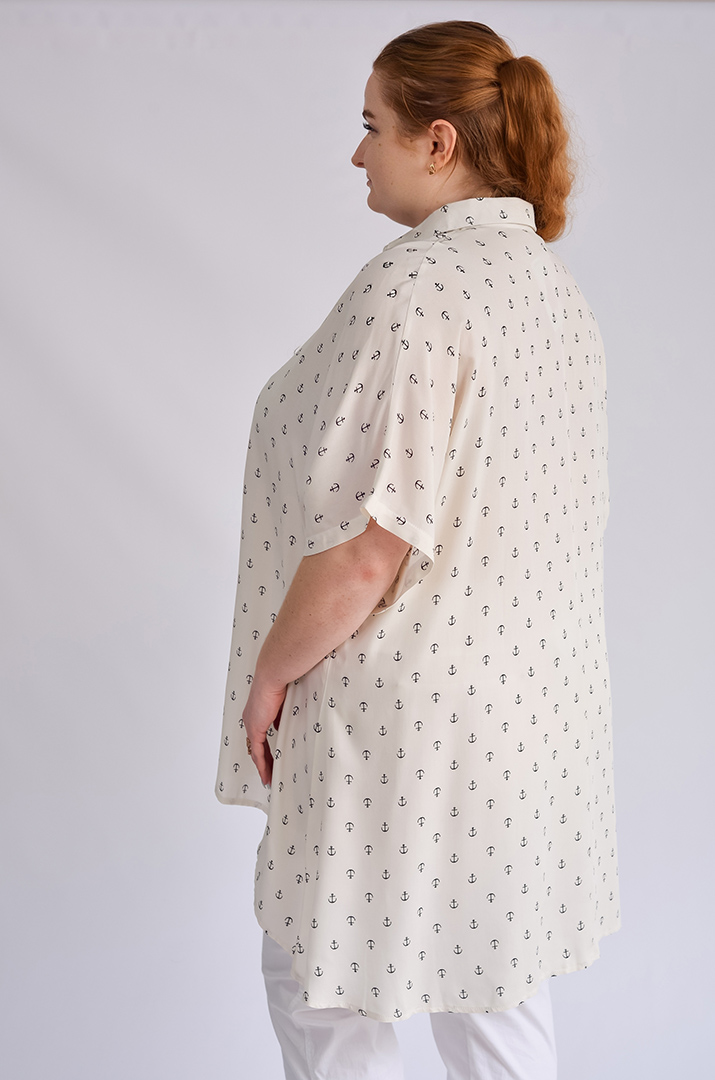 Туника с принтом в виде якорей больших размеров