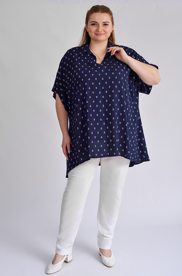 Туника с принтом в виде якорей больших размеров