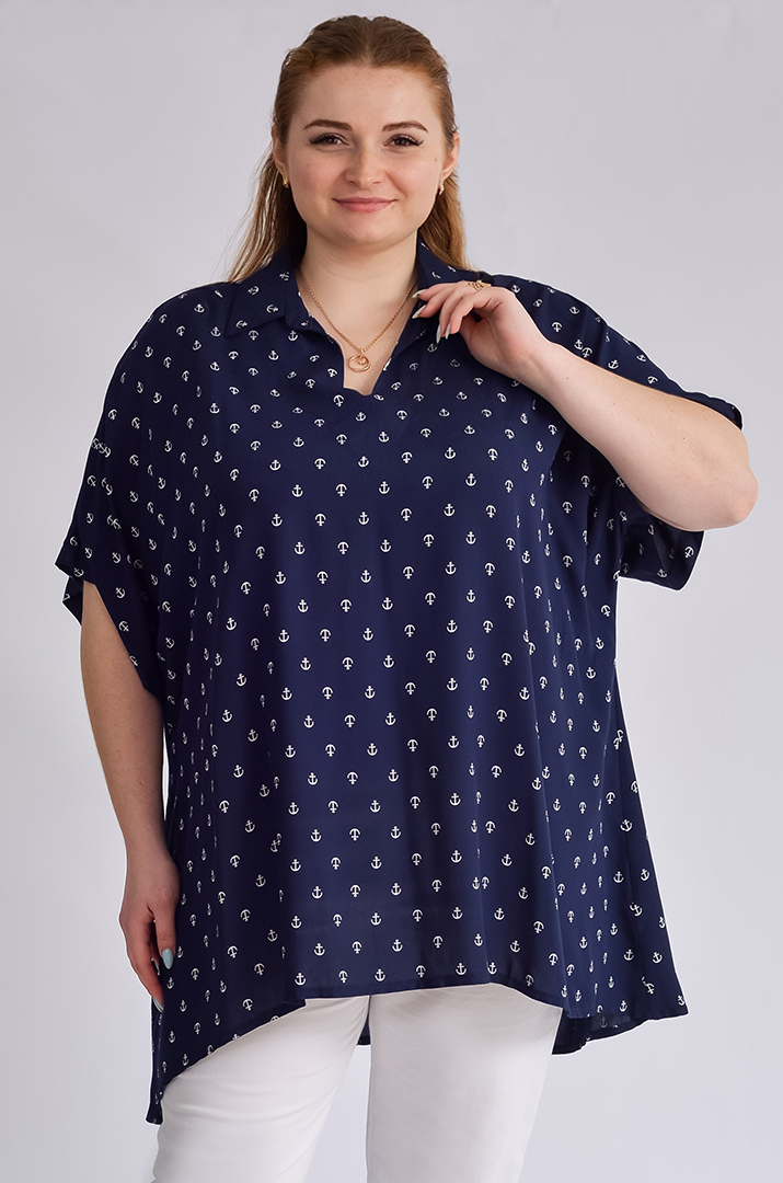 Туника с принтом в виде якорей больших размеров