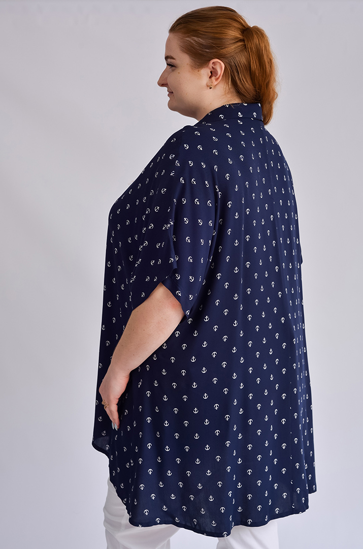 Туника с принтом в виде якорей больших размеров