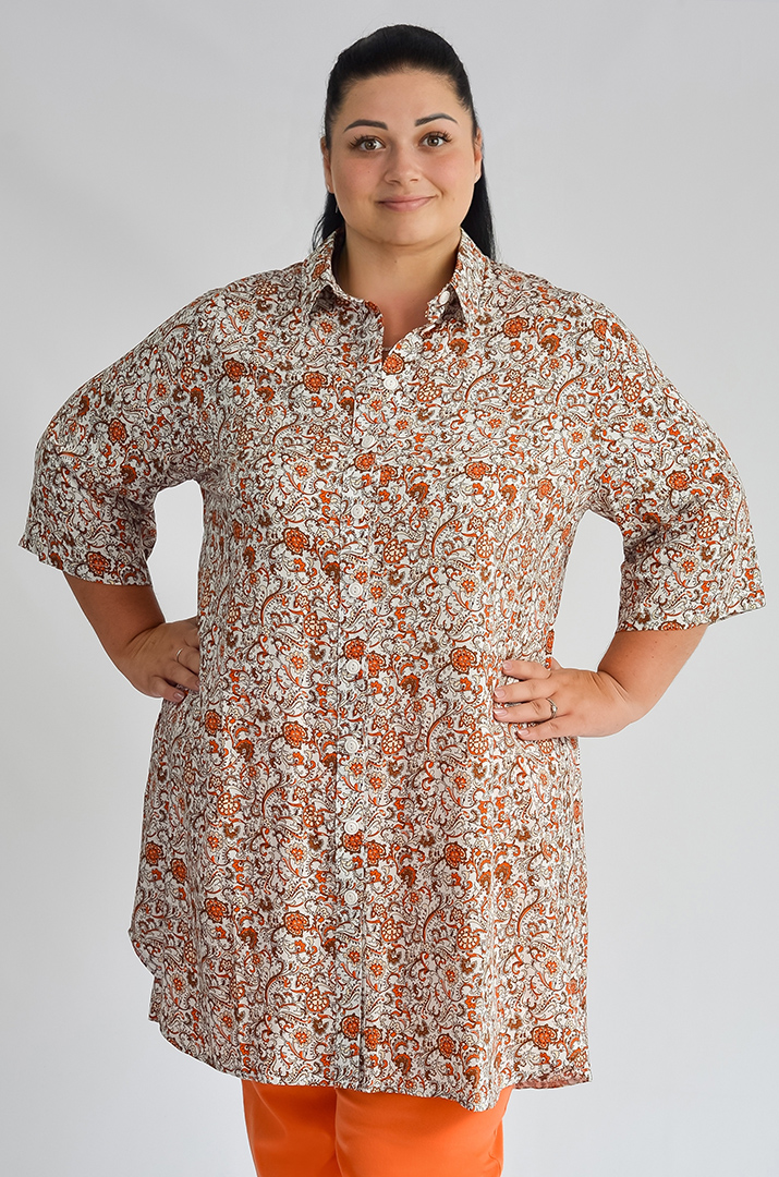 Туніка-сорочка з різними принтами великих розмірів