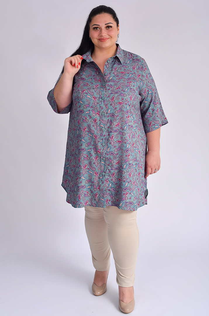 Туніка-сорочка з різними принтами великих розмірів