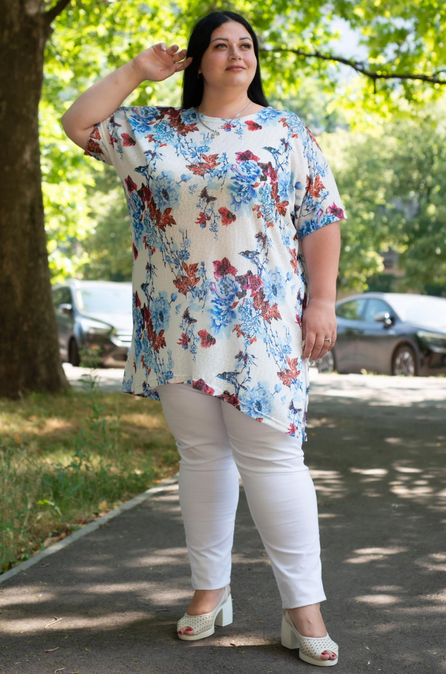 Туніка трикотаж сітка в принт великих розмірів