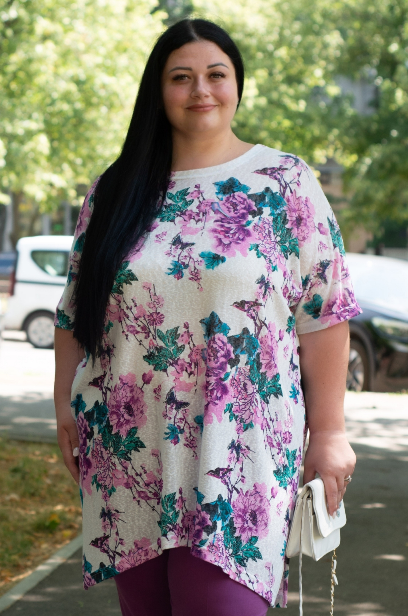 Туніка трикотаж сітка в принт великих розмірів