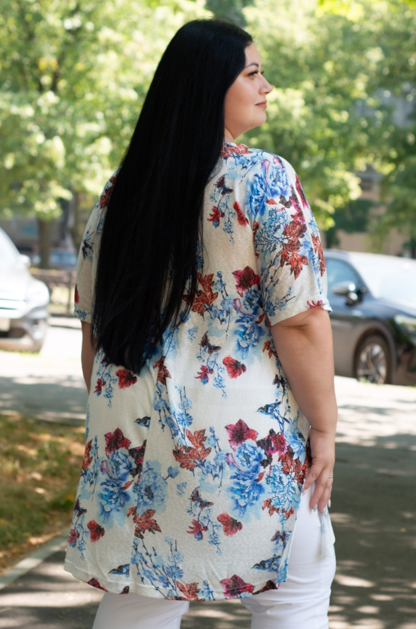 Туніка трикотаж сітка в принт великих розмірів