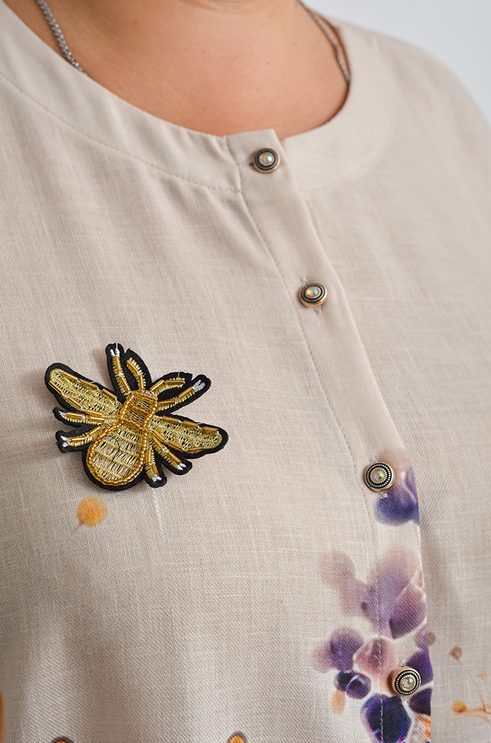 Туніка-сорочка з яскравим художнім принтом великих розмірів