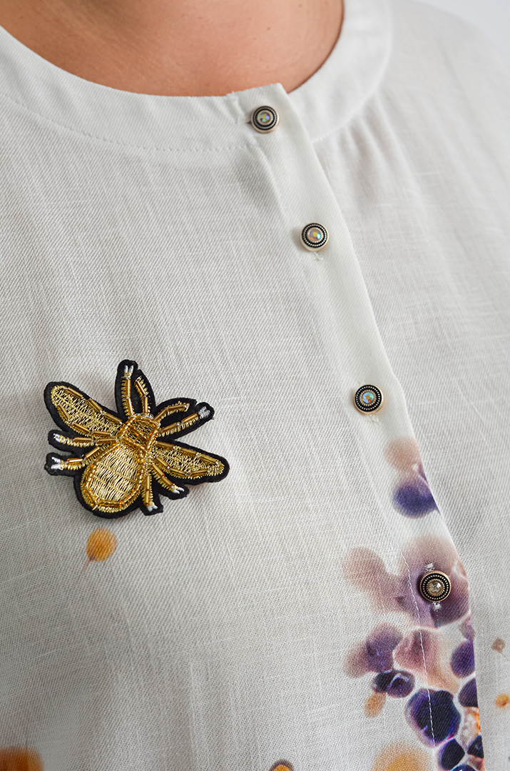 Туніка-сорочка з яскравим художнім принтом великих розмірів