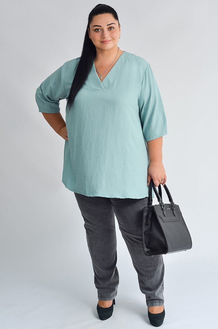 Туніка однотонна з декоративними стразами великих розмірів