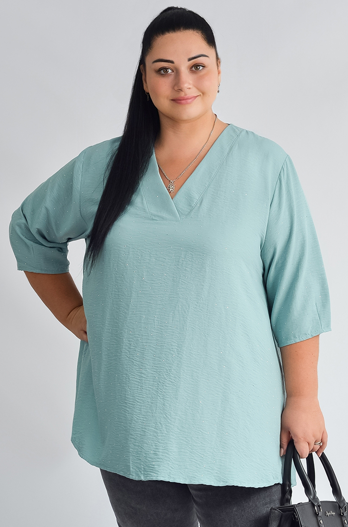 Туніка однотонна з декоративними стразами великих розмірів