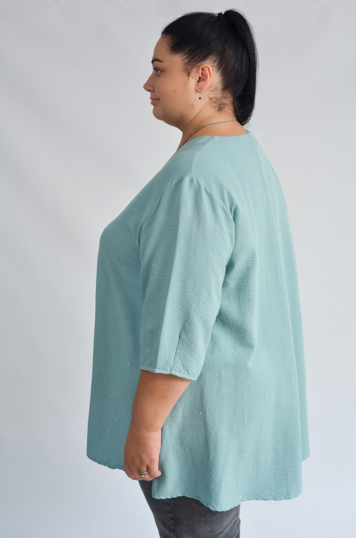 Туніка однотонна з декоративними стразами великих розмірів