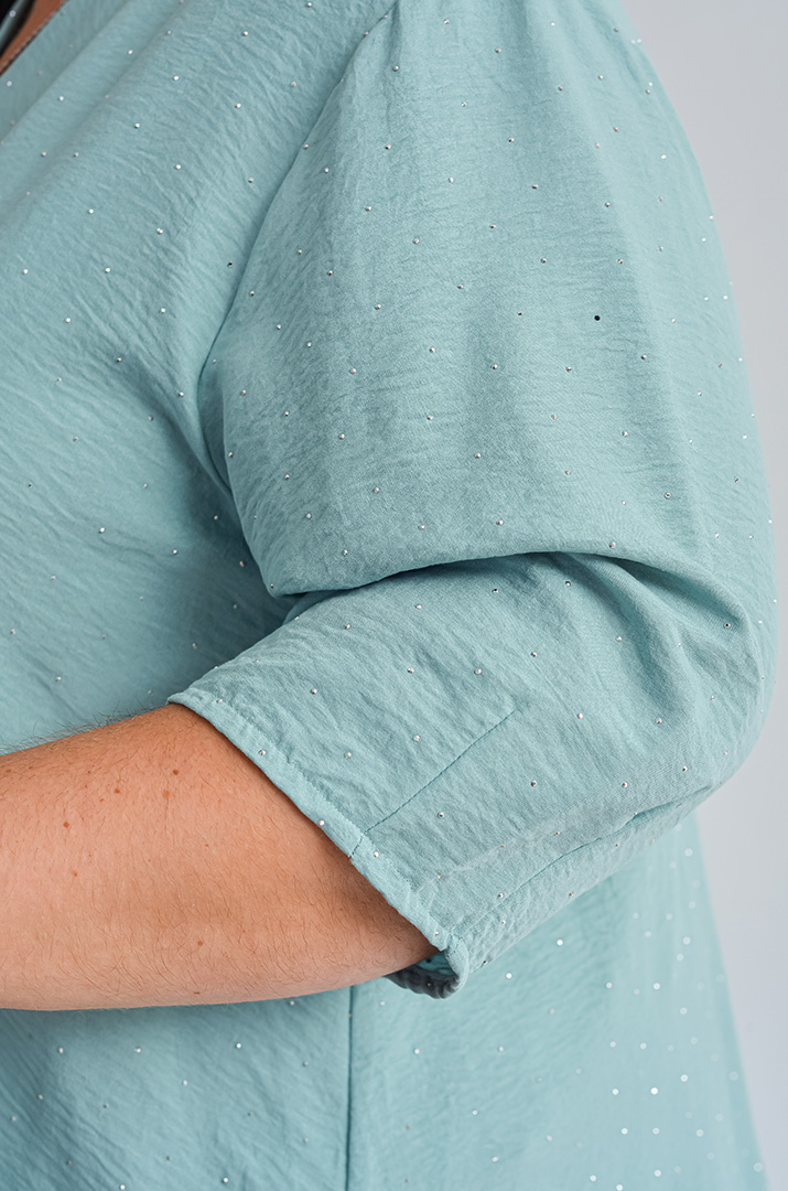 Туніка однотонна з декоративними стразами великих розмірів