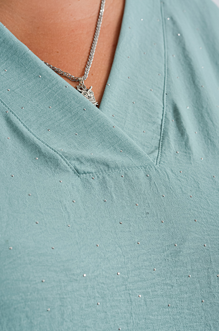 Туніка однотонна з декоративними стразами великих розмірів