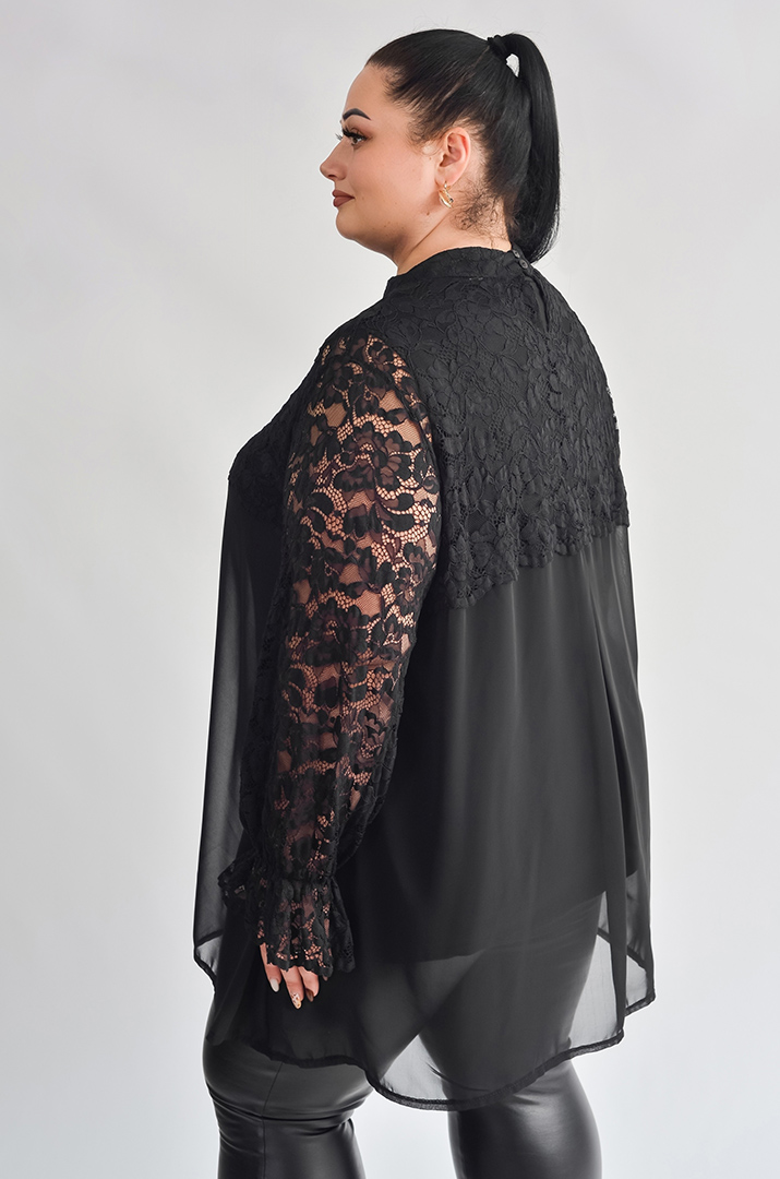 Туніка-двійка з мереживом і декоративними прикрасами великих розмірів