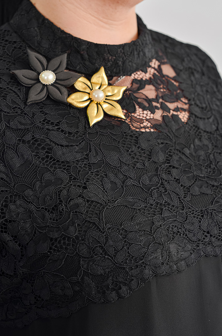 Туніка-двійка з мереживом і декоративними прикрасами великих розмірів