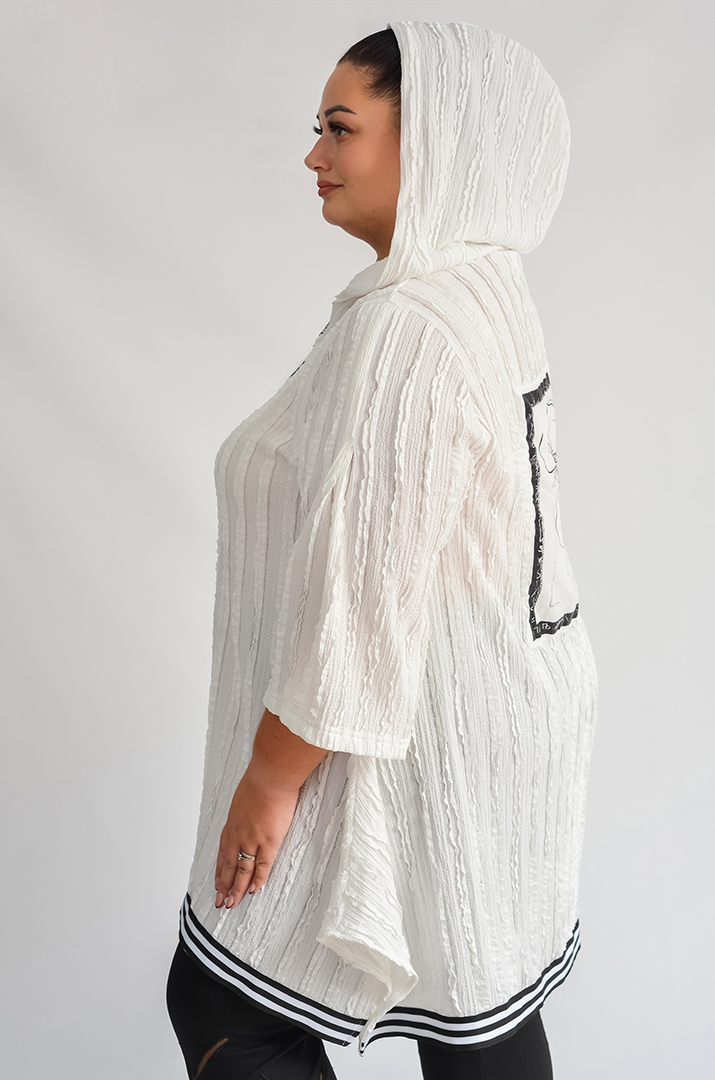 Туніка з фактурної тканини та з принтом великих розмірів