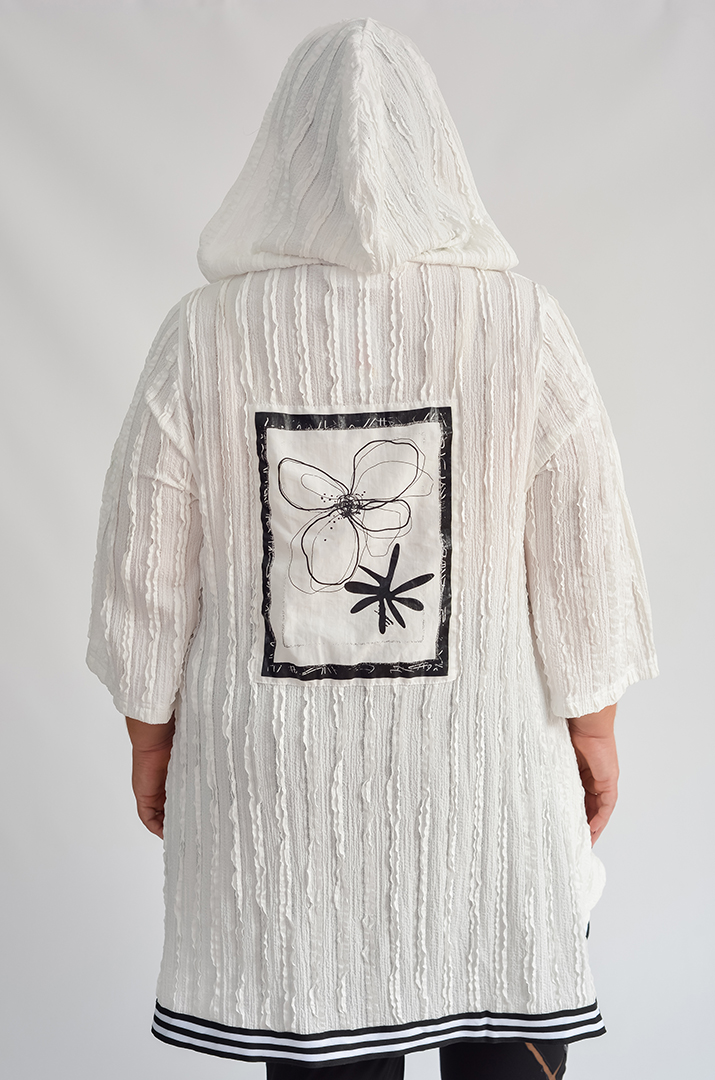 Туніка з фактурної тканини та з принтом великих розмірів