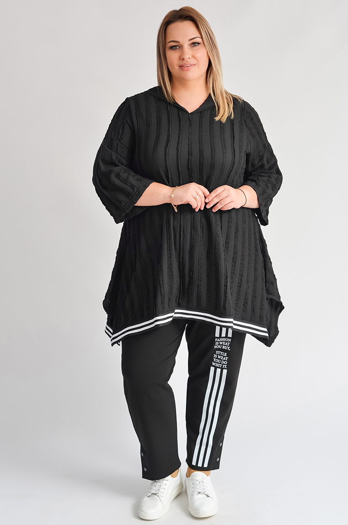 Туніка з фактурної тканини та з принтом великих розмірів