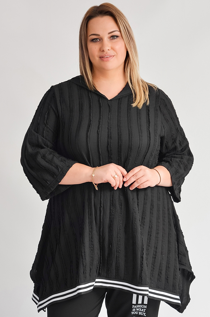 Туніка з фактурної тканини та з принтом великих розмірів
