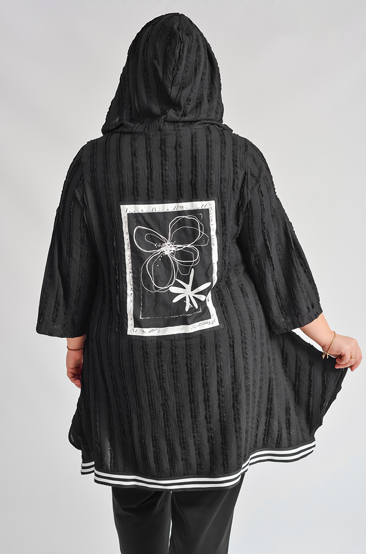 Туніка з фактурної тканини та з принтом великих розмірів