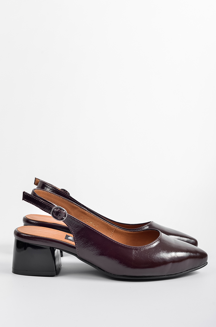 Лакові туфлі на підборах в шоколадному кольорі великих розмірів