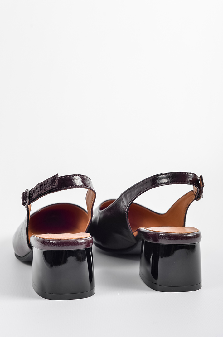 Лакові туфлі на підборах в шоколадному кольорі великих розмірів