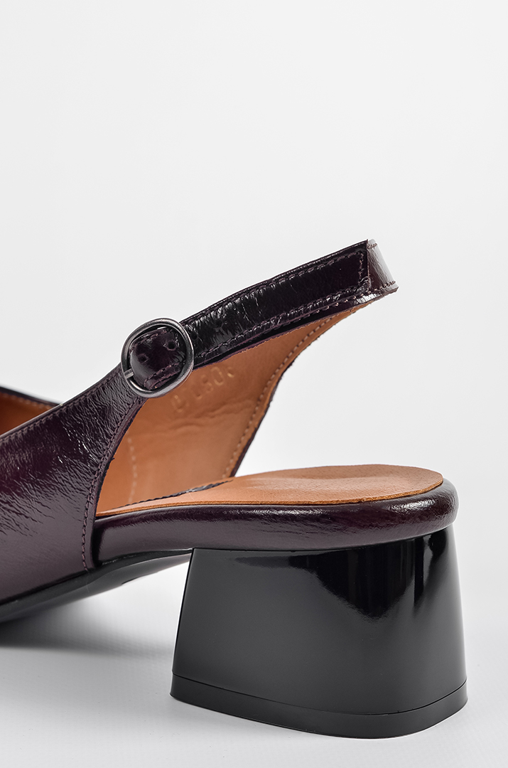 Лакові туфлі на підборах в шоколадному кольорі великих розмірів