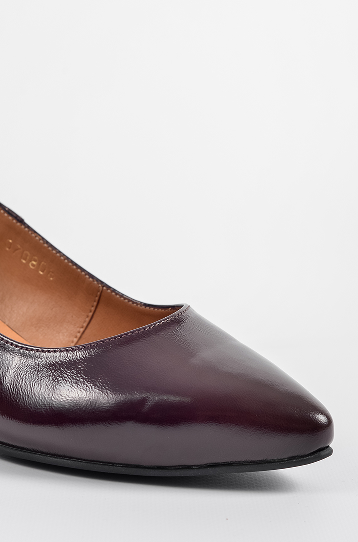 Лакові туфлі на підборах в шоколадному кольорі великих розмірів