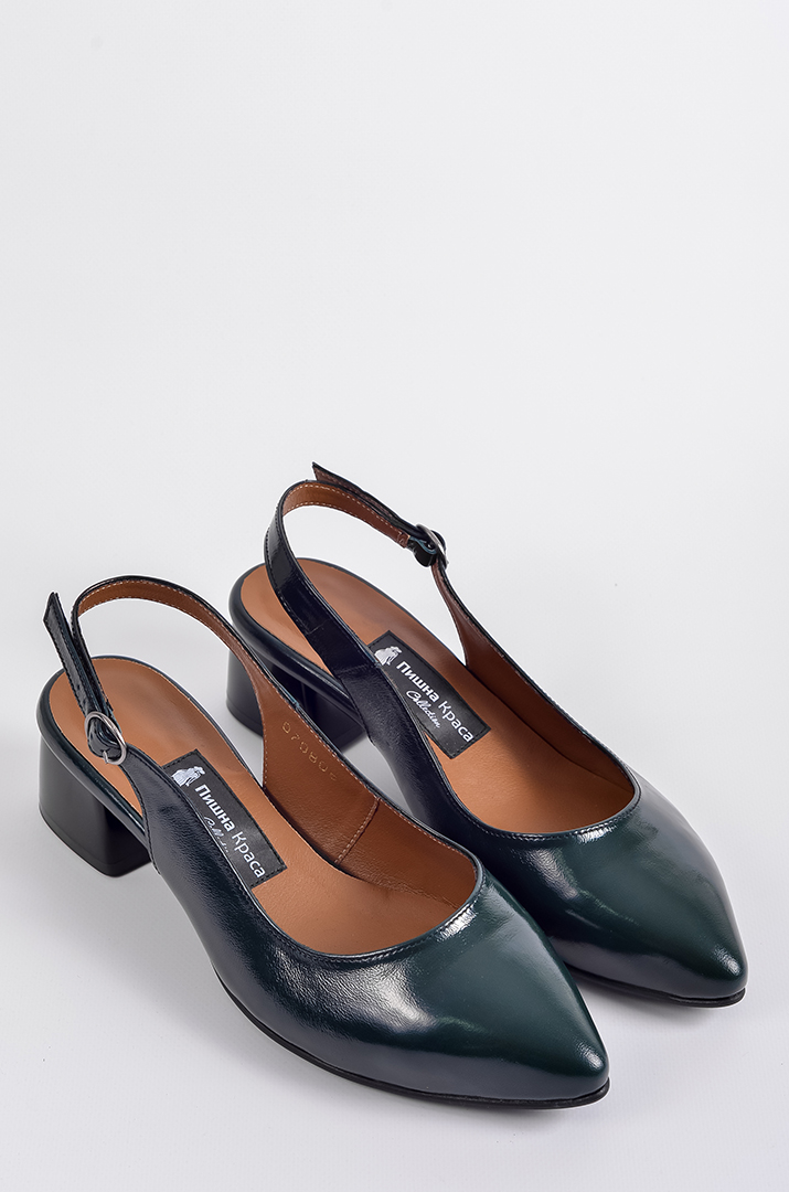 Лакові туфлі на підборах у кольорі бутилка великих розмірів