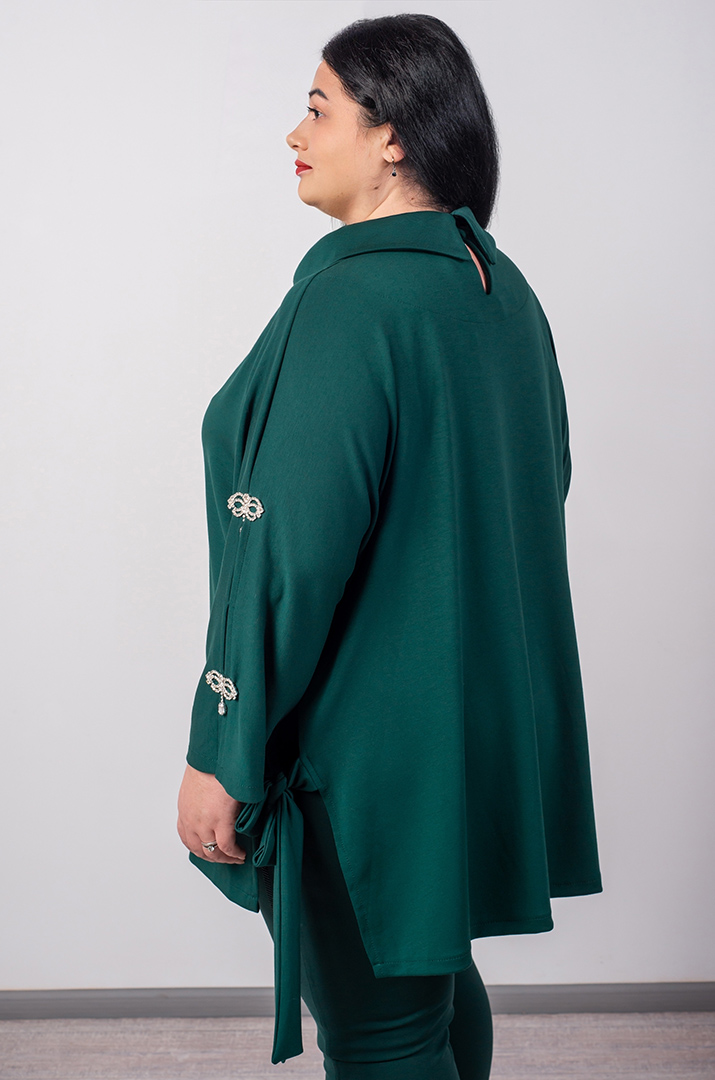 Туніка з декоративними рукавами та боковими зав’язками великих розмірів