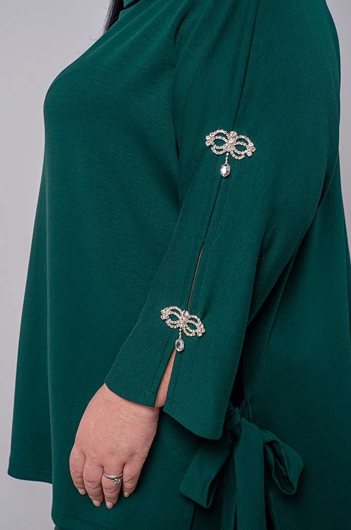 Туніка з декоративними рукавами та боковими зав’язками великих розмірів