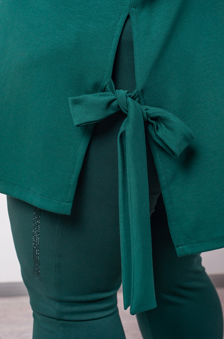 Туніка з декоративними рукавами та боковими зав’язками великих розмірів