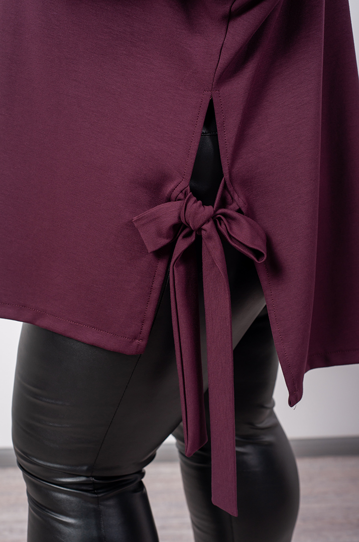 Туніка з декоративними рукавами та боковими зав’язками великих розмірів