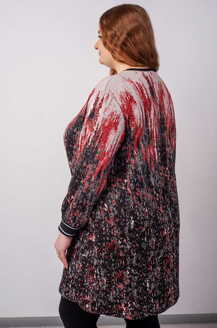 Туніка з дрібної в’язки з абстрактним візерунком великих розмірів