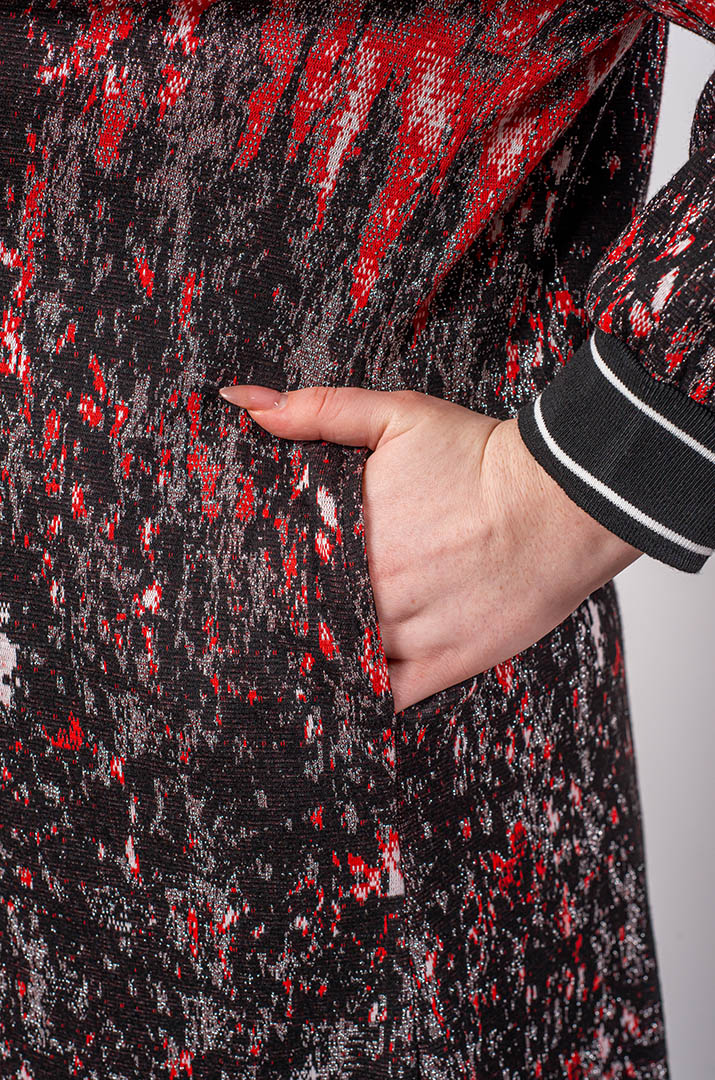 Туніка з дрібної в’язки з абстрактним візерунком великих розмірів