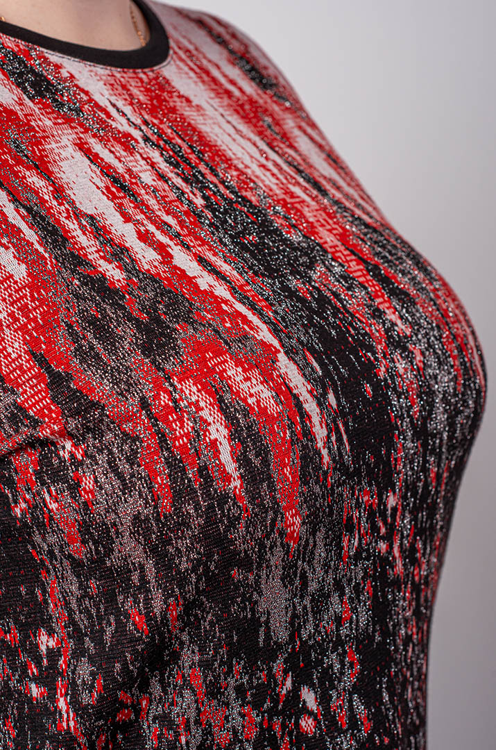 Туніка з дрібної в’язки з абстрактним візерунком великих розмірів