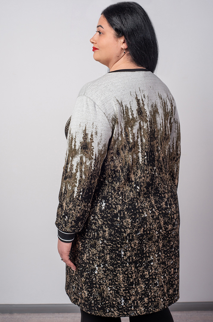 Туніка з дрібної в’язки з абстрактним візерунком великих розмірів