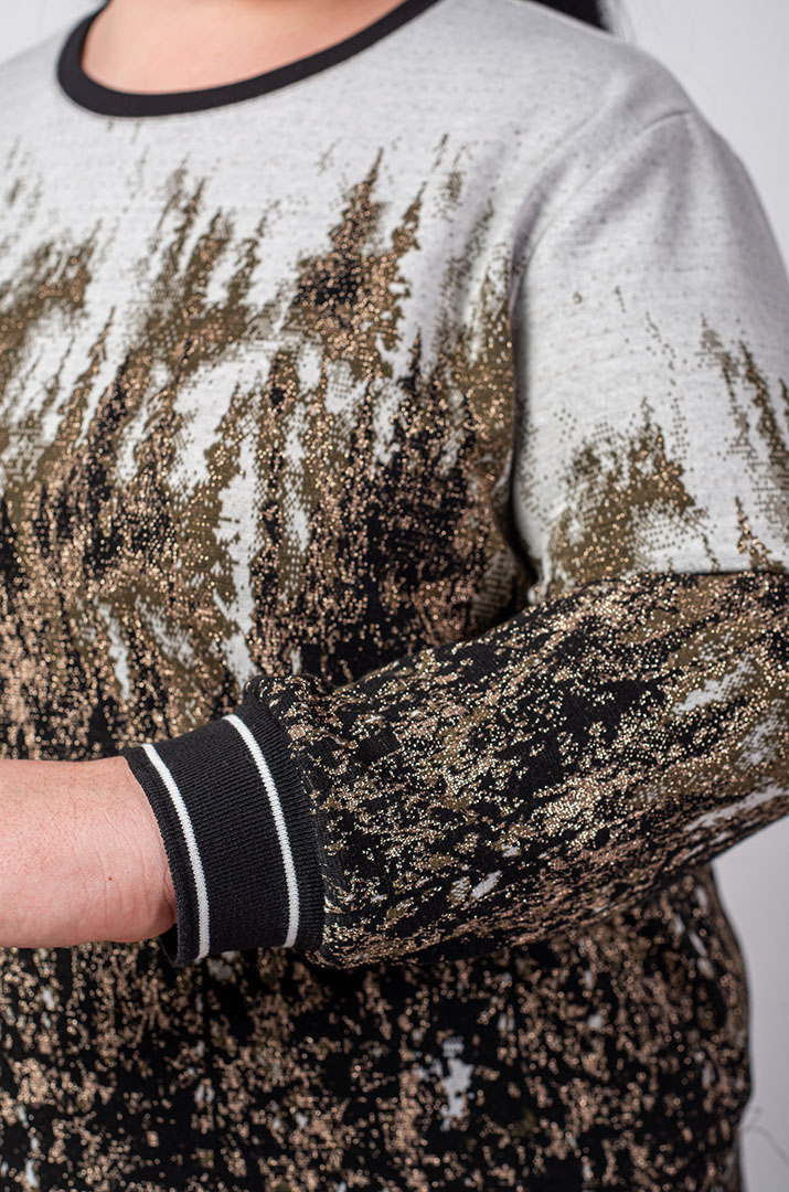 Туніка з дрібної в’язки з абстрактним візерунком великих розмірів