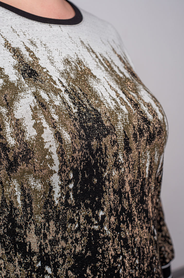 Туніка з дрібної в’язки з абстрактним візерунком великих розмірів