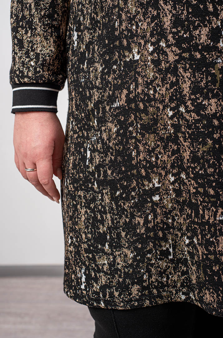 Туніка з дрібної в’язки з абстрактним візерунком великих розмірів