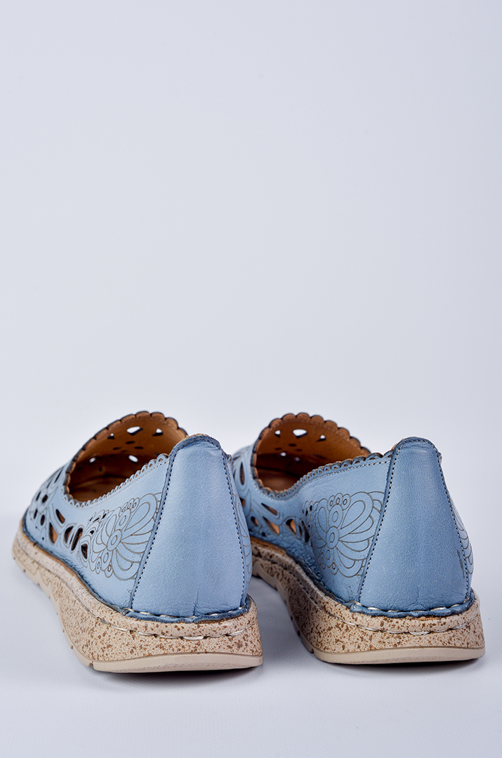 Туфли цвета деним с флористическим орнаментом больших размеров