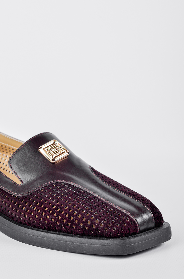 Туфлі класичні в шоколадному кольорі з поєднанням замші та шкіри великих розмірів