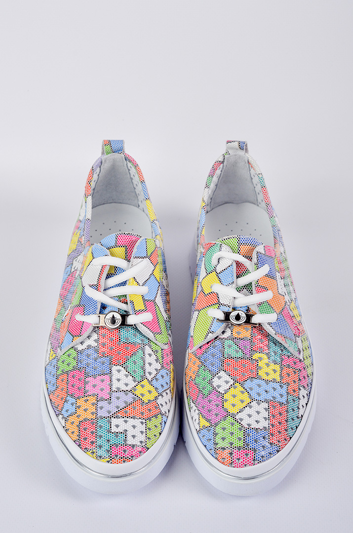 Туфлі спортивні шкіряні з багатокольоровим верхом великих розмірів