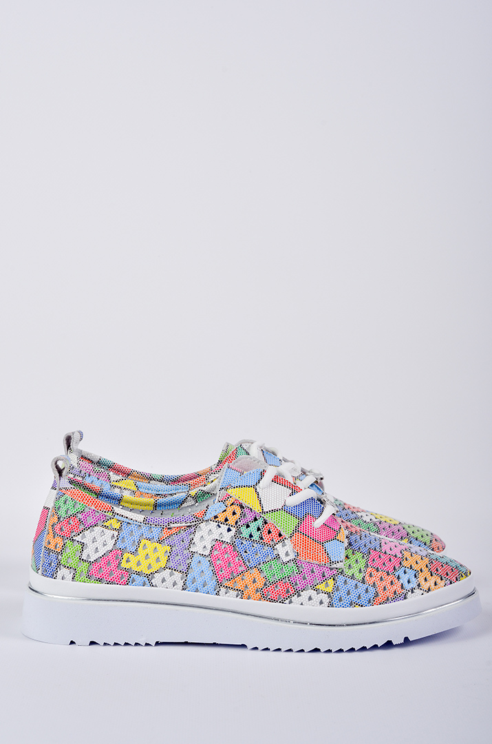 Туфлі спортивні шкіряні з багатокольоровим верхом великих розмірів