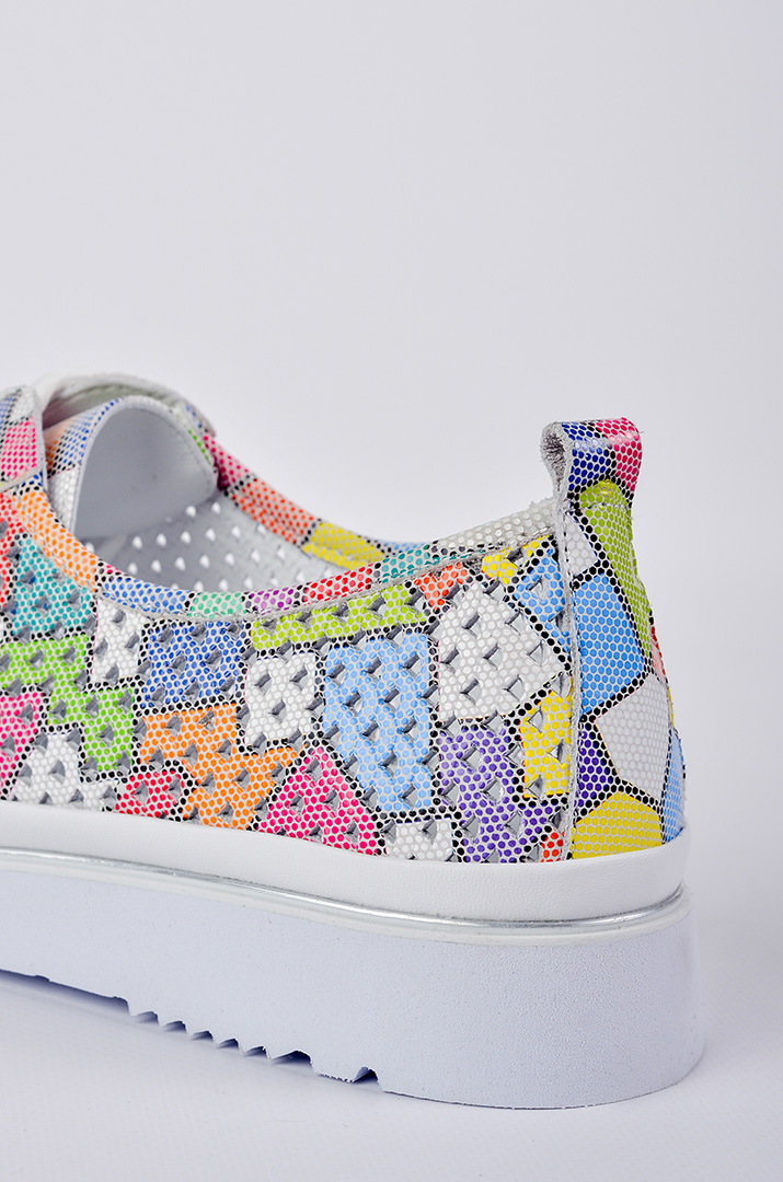 Туфлі спортивні шкіряні з багатокольоровим верхом великих розмірів