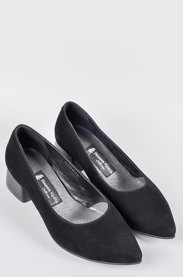 Чорні замшеві туфлі-лодочки на пишні ніжки великих розмірів