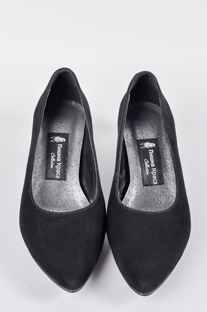 Чорні замшеві туфлі-лодочки на пишні ніжки великих розмірів