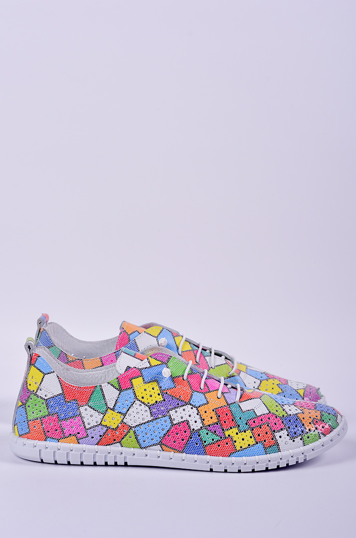 Шкіряні туфлі з перфорованим різнокольоровим верхом великих розмірів