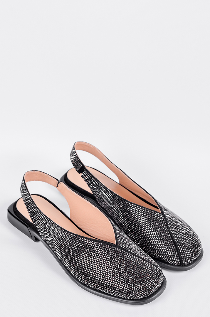 Туфлі з відкритою п’яткою та з мерехтливим оздобленням великих розмір