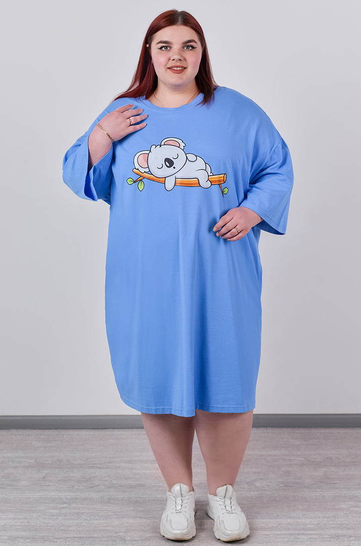 Туніка довга з оригінальним мультяшним принтом великих розмірів